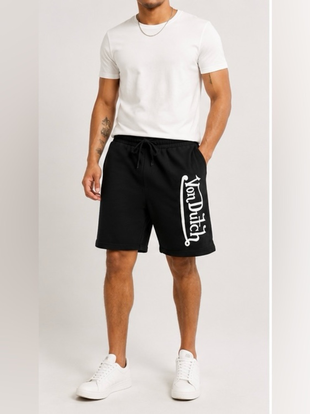 Von Dutch Sweat Shorts Black with White Logo Men's XL 10" Inseam NWOT